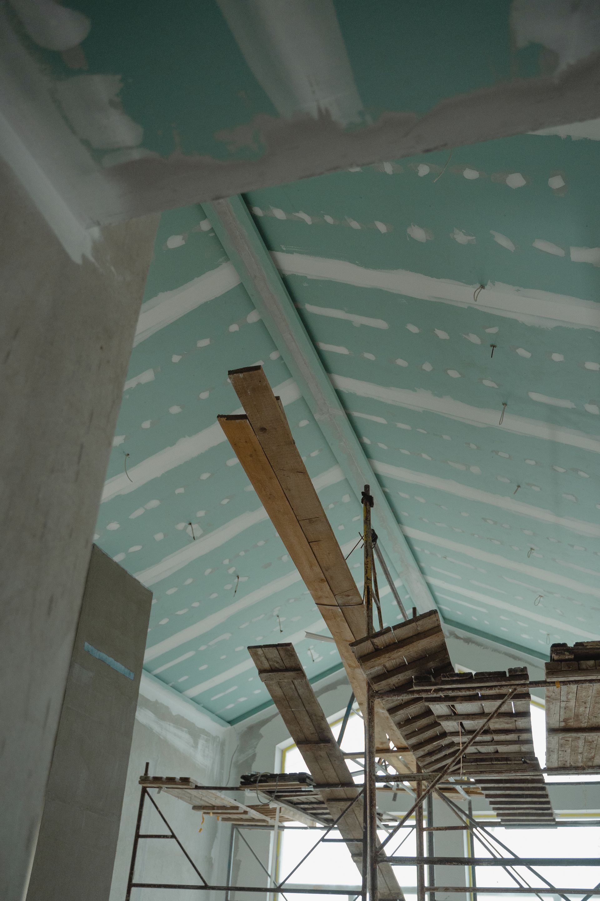 Taped and finished drywall ceiling in a home